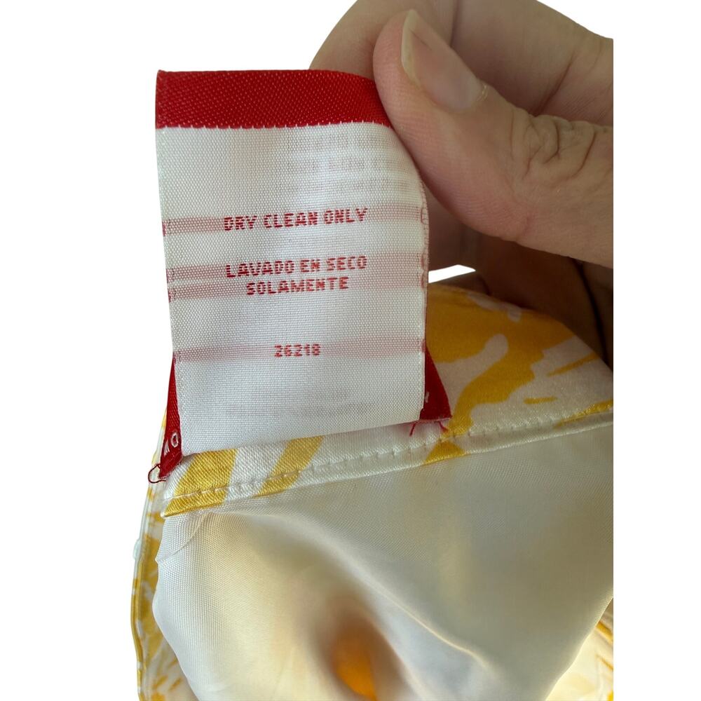 Oscar de la Renta Yellow Floral Pleated Fringe Skirt Sz 8 - Picture 7 of 7